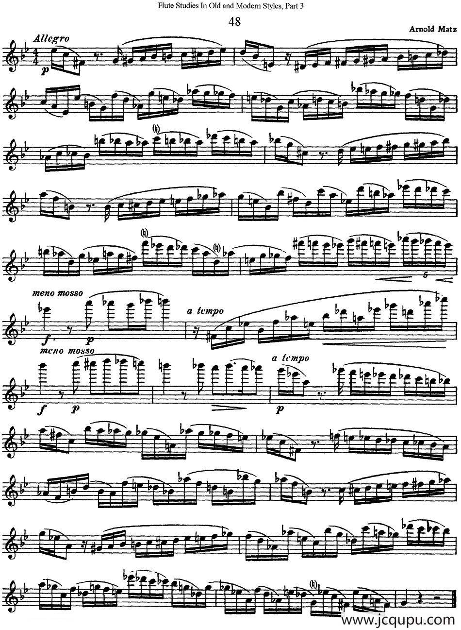 斯勒新老风格长笛练习重奏曲（第三部分）（NO.48）简谱