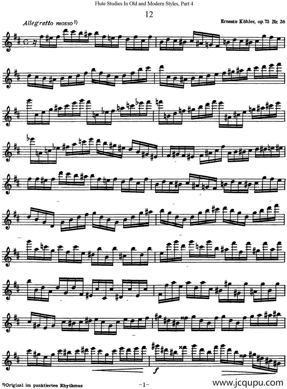 斯勒新老风格长笛练习重奏曲（第四部分）（NO.12）简谱