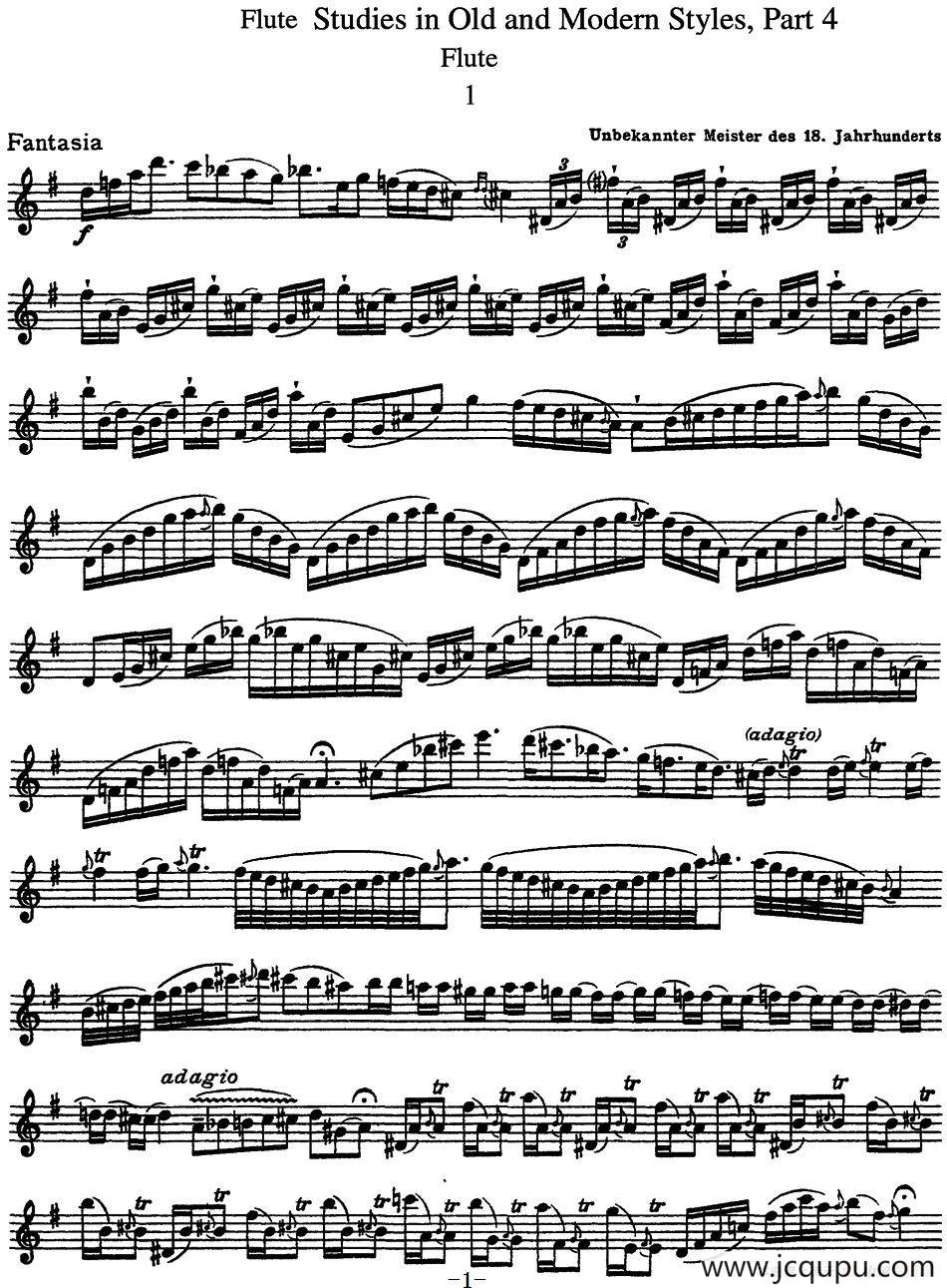 斯勒新老风格长笛练习重奏曲（第四部分）（NO.1-NO.2）简谱