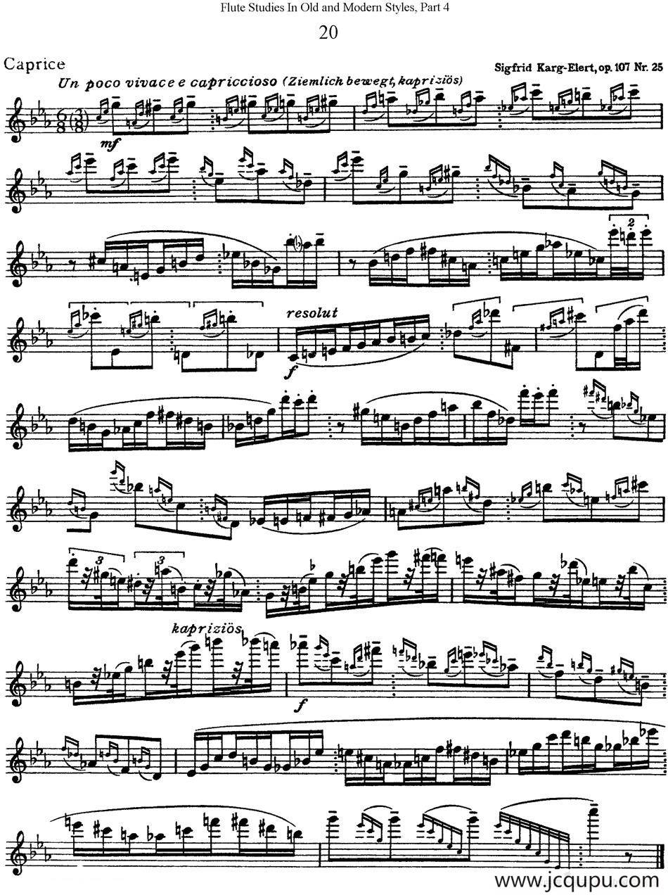 斯勒新老风格长笛练习重奏曲（第四部分）（NO.20）简谱