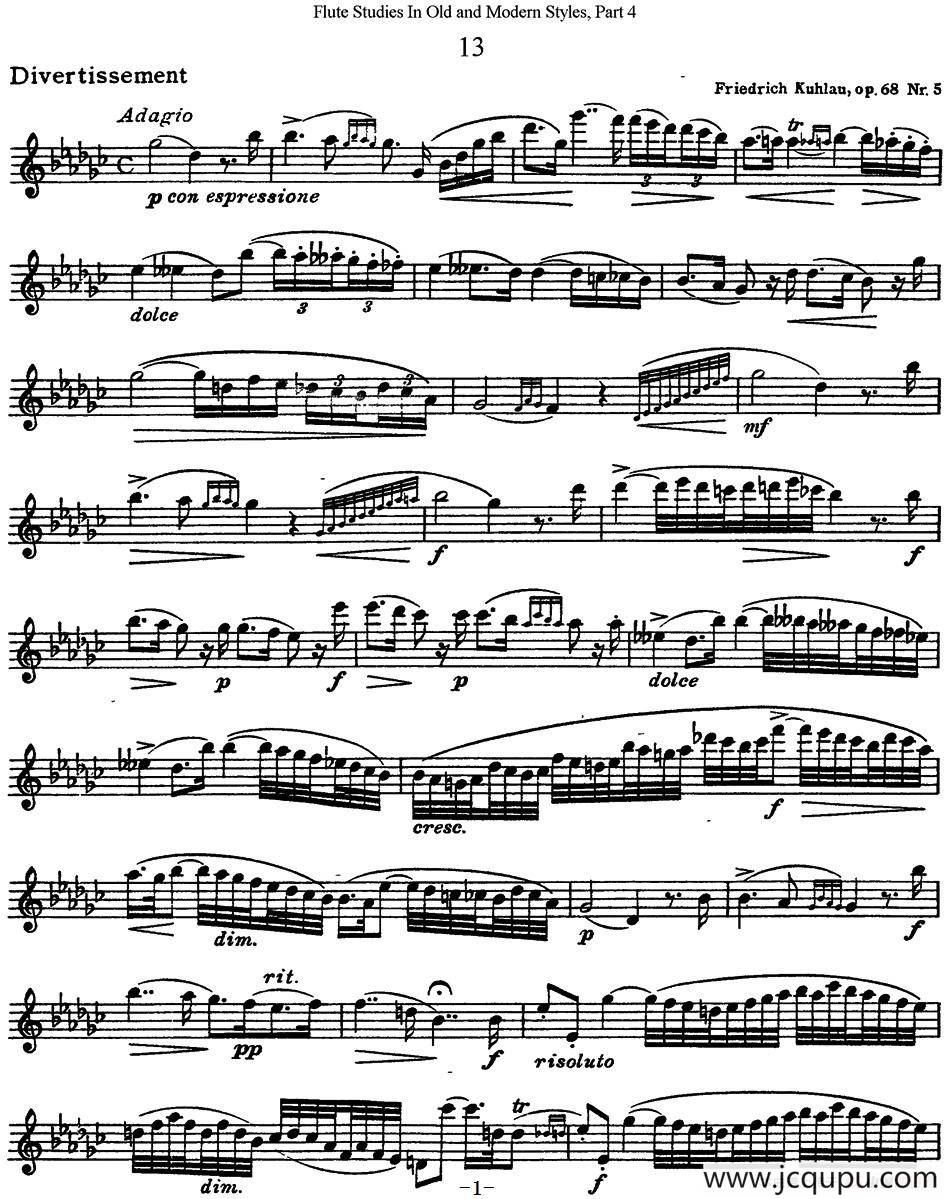 斯勒新老风格长笛练习重奏曲（第四部分）（NO.13）简谱