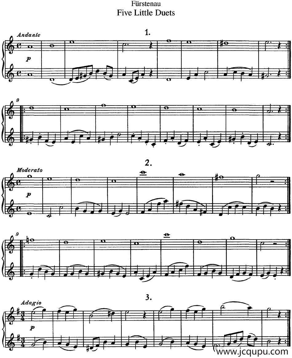 福斯特劳长笛重奏5小段简谱