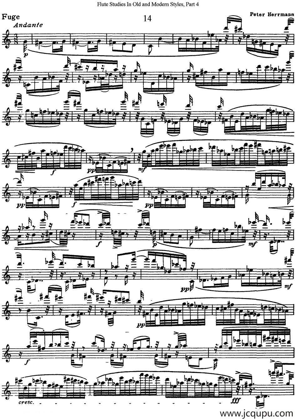 斯勒新老风格长笛练习重奏曲（第四部分）（NO.14-NO.15）简谱