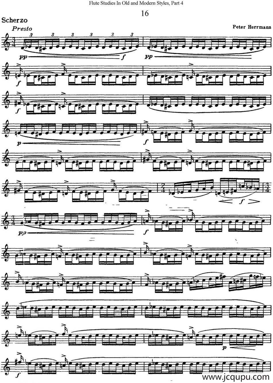 斯勒新老风格长笛练习重奏曲（第四部分）（NO.16）简谱