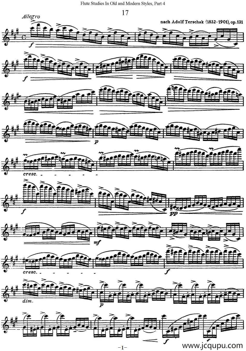 斯勒新老风格长笛练习重奏曲（第四部分）（NO.17-NO.18）简谱