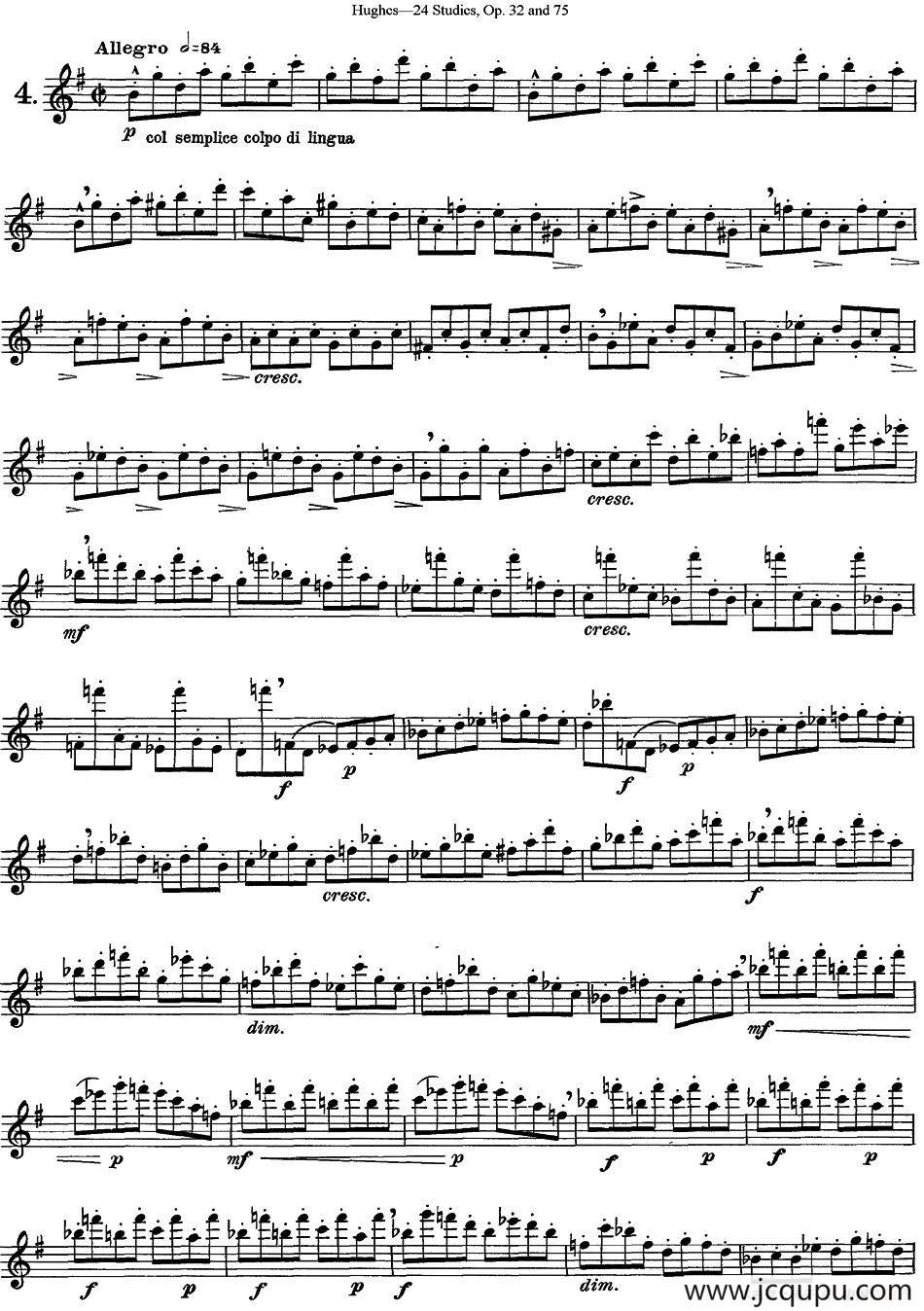 胡埃斯24首练习曲Op.32（NO.4）简谱