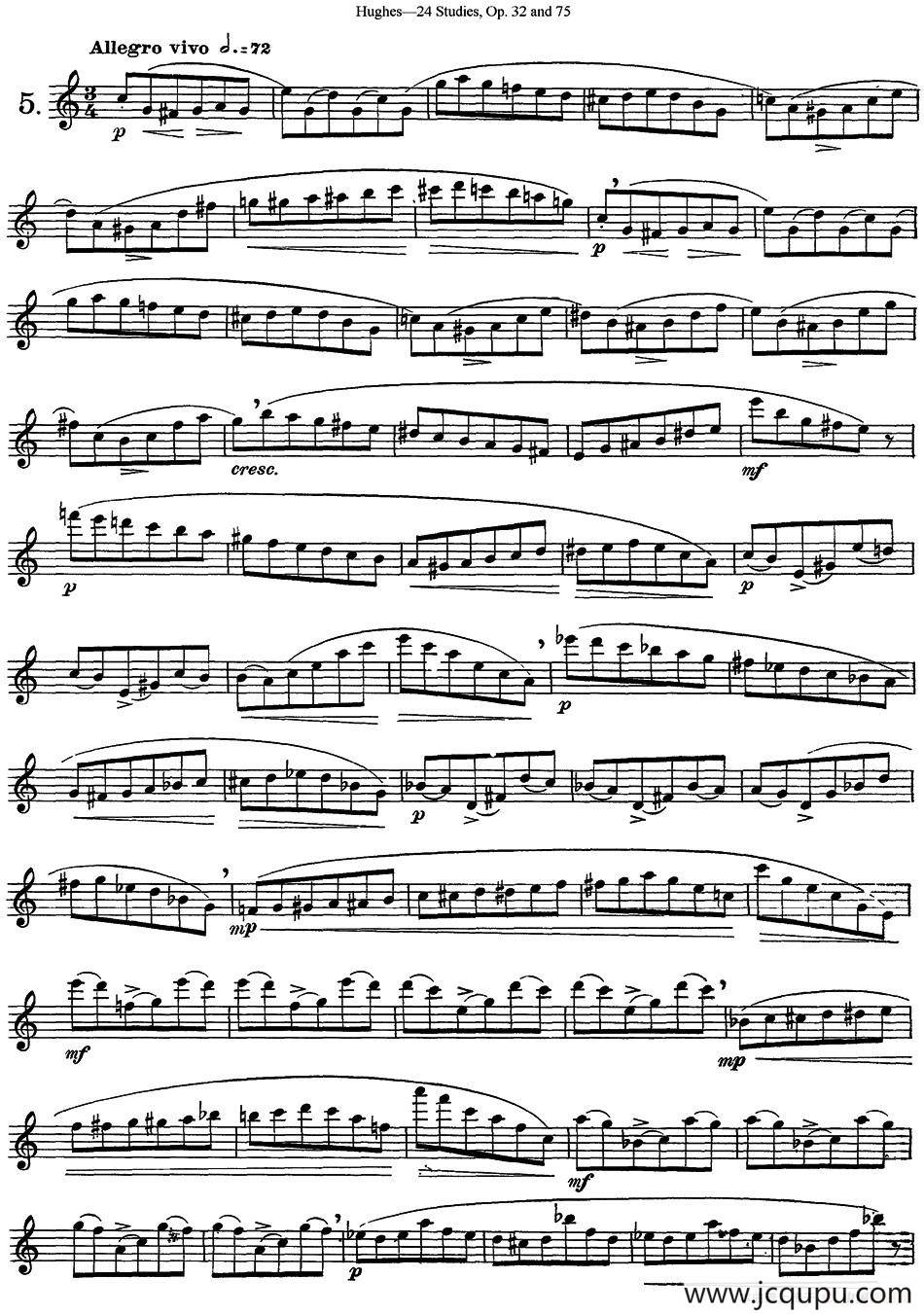 胡埃斯24首长笛练习曲Op.32（NO.5）简谱