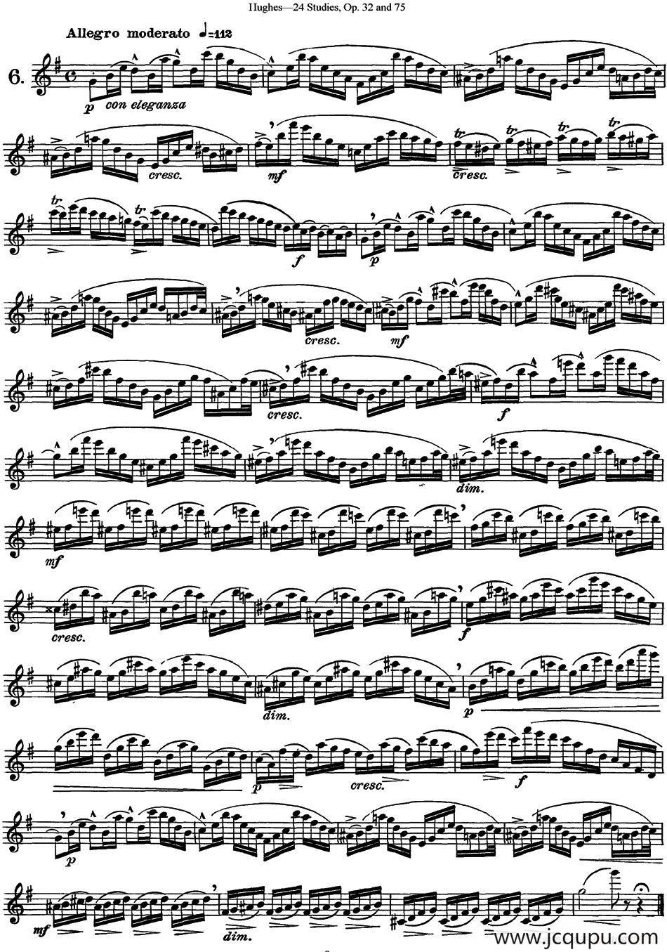 胡埃斯24首长笛练习曲Op.32（NO.6）简谱