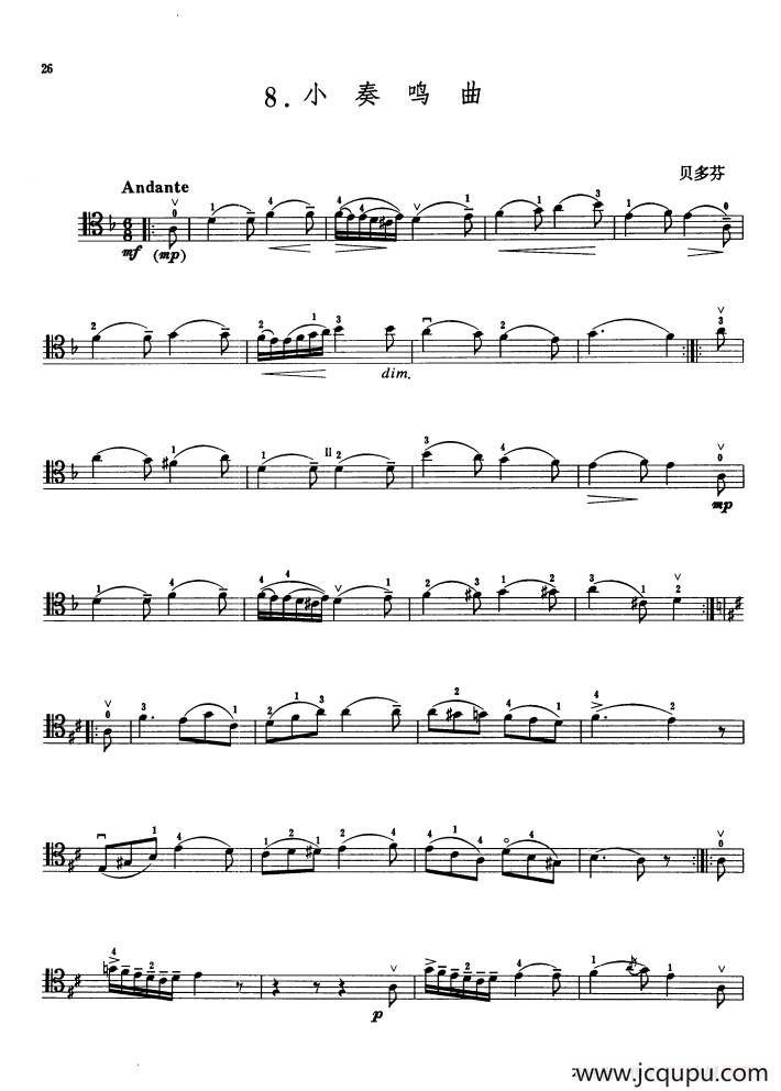 小奏鸣曲 （大提琴）简谱