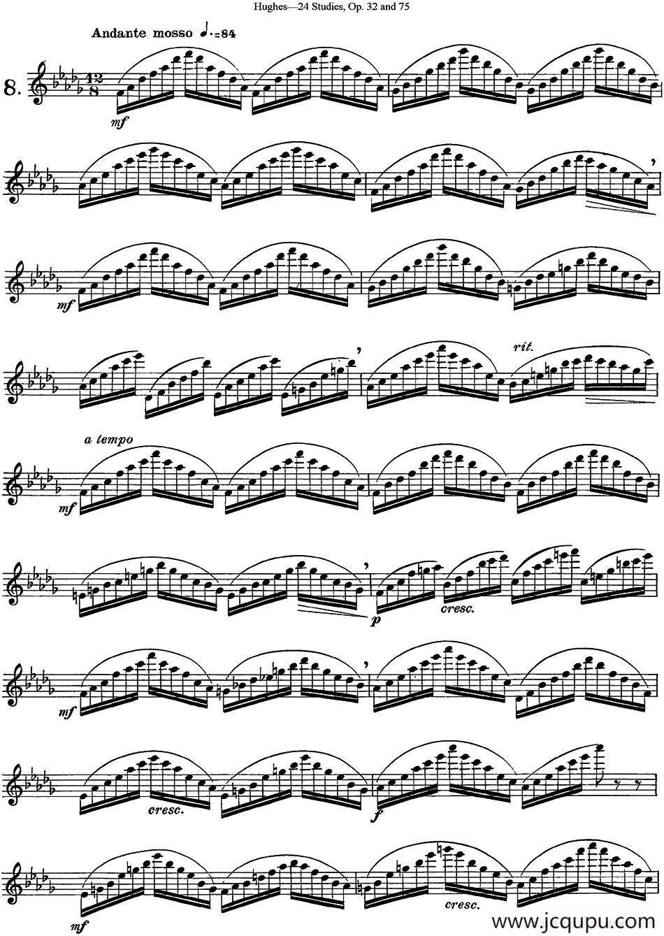 胡埃斯24首长笛练习曲Op.32（NO.8）简谱