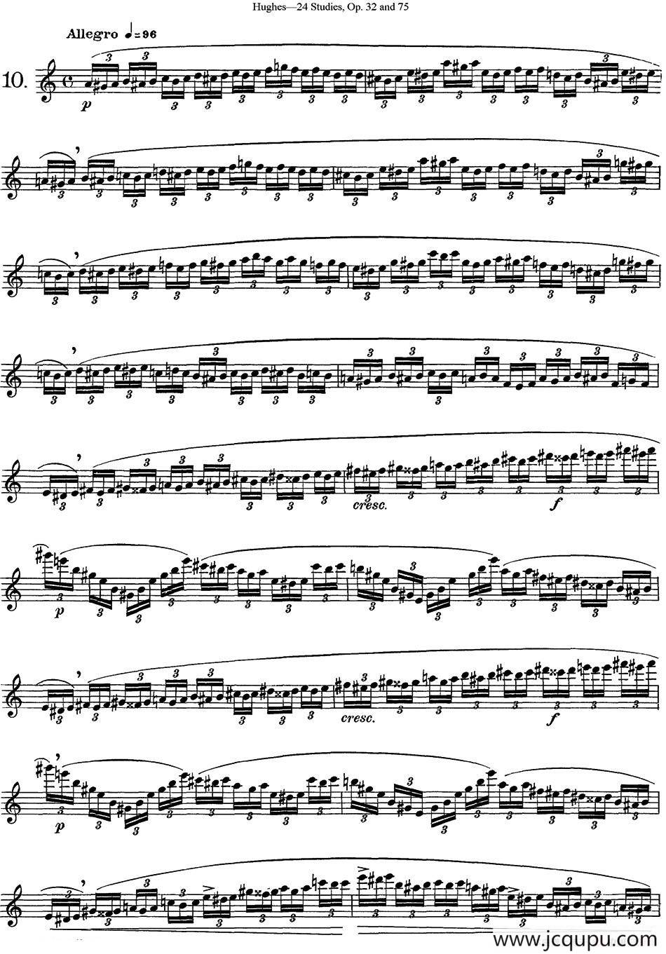 胡埃斯24首长笛练习曲Op.32（NO.10）简谱