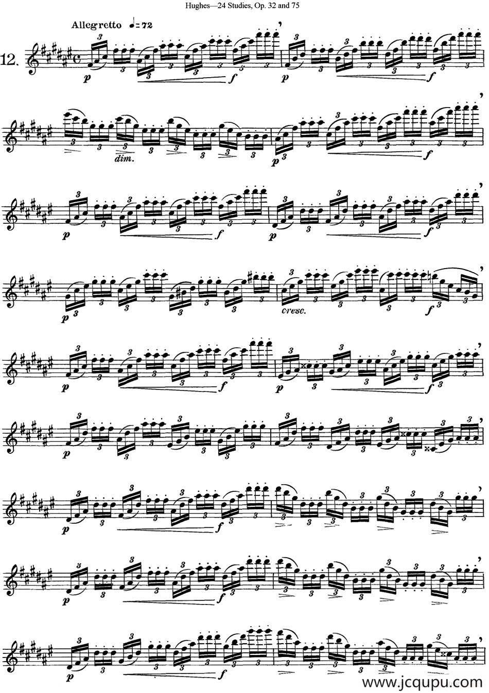 胡埃斯24首长笛练习曲Op.32（NO.12）简谱