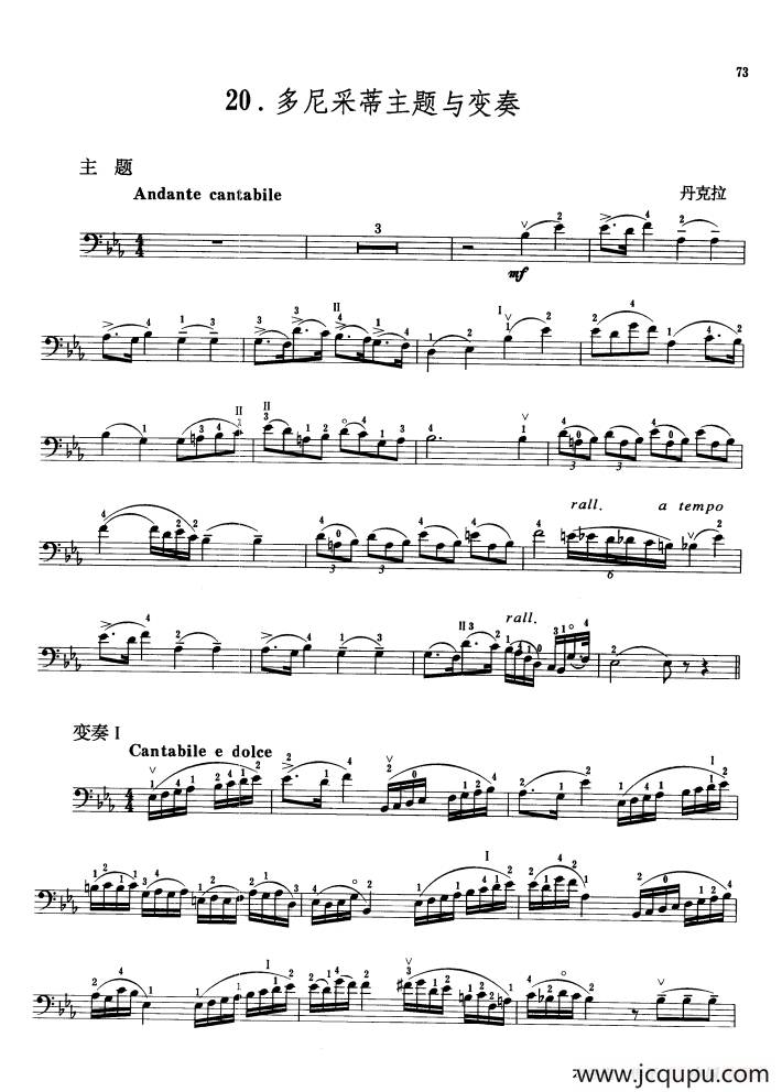多尼采蒂主题与变奏（大提琴）简谱