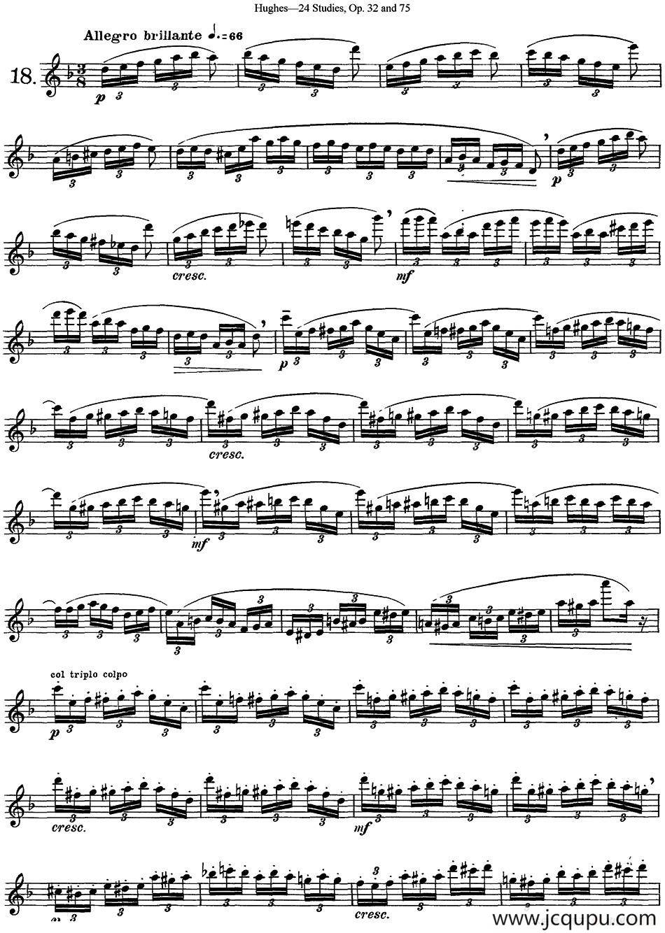 胡埃斯24首长笛练习曲Op.32（NO.18）简谱