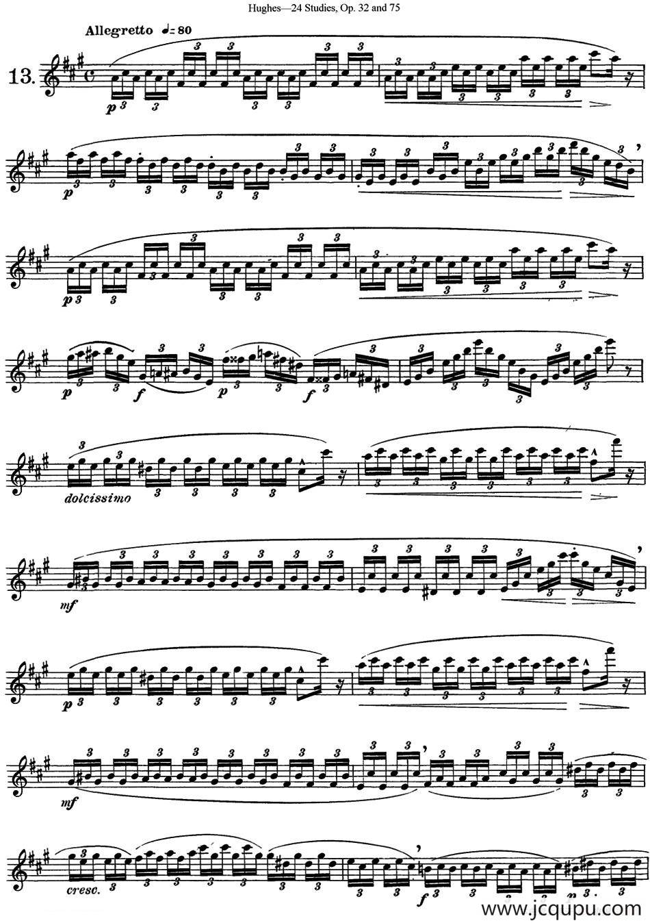 胡埃斯24首长笛练习曲Op.32（NO.13）简谱