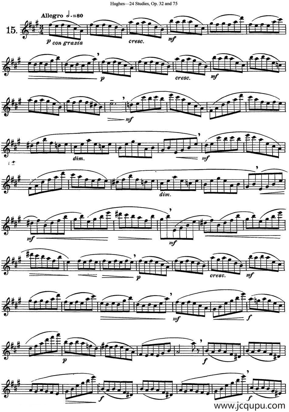 胡埃斯24首长笛练习曲Op.32（NO.15）简谱