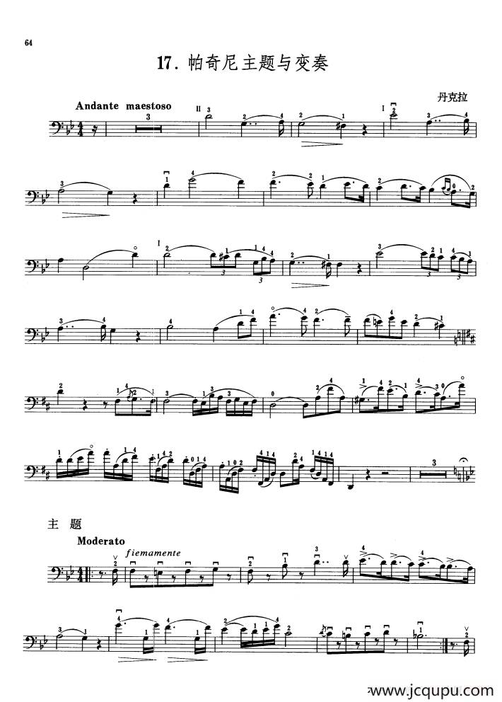 帕奇尼主题与变奏 （大提琴）简谱