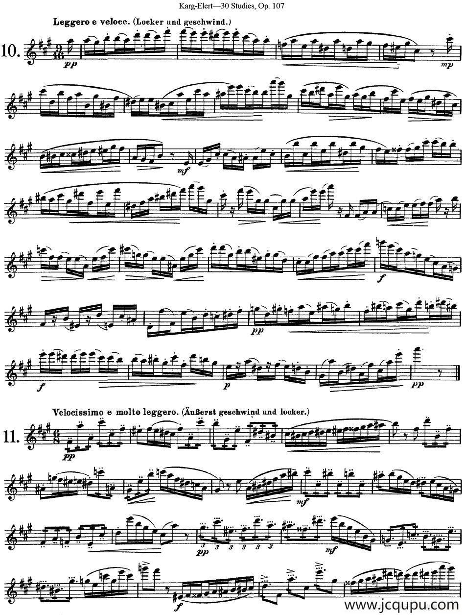 卡-伊勒特30首长笛练习曲Op.107（NO.10-NO.12）简谱