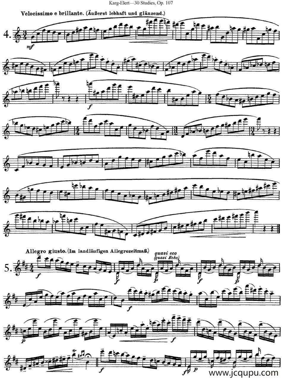 卡-伊勒特30首长笛练习曲Op.107（NO.4-NO.6）简谱