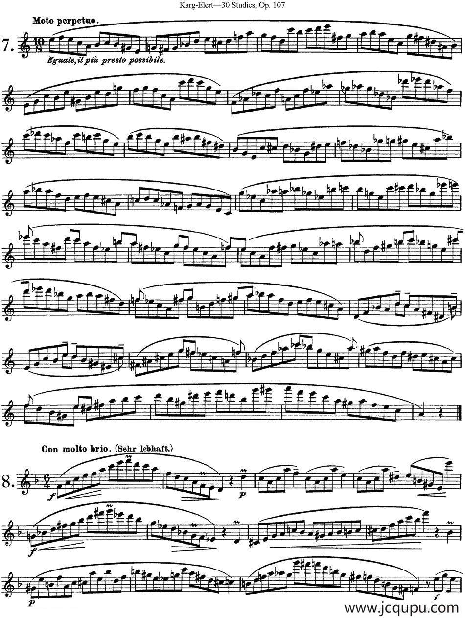 卡-伊勒特30首长笛练习曲Op.107（NO.4-NO.9）简谱