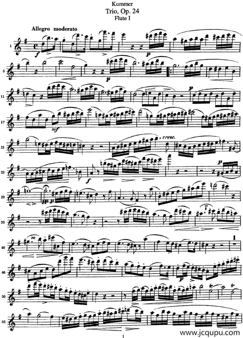 库默长笛三重奏Op.24（Flute 1）简谱