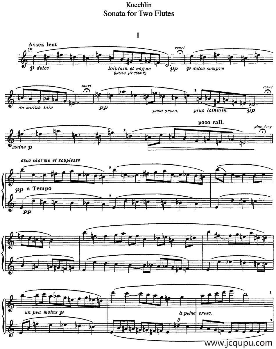 考埃琳双长笛奏鸣曲（NO.1）简谱