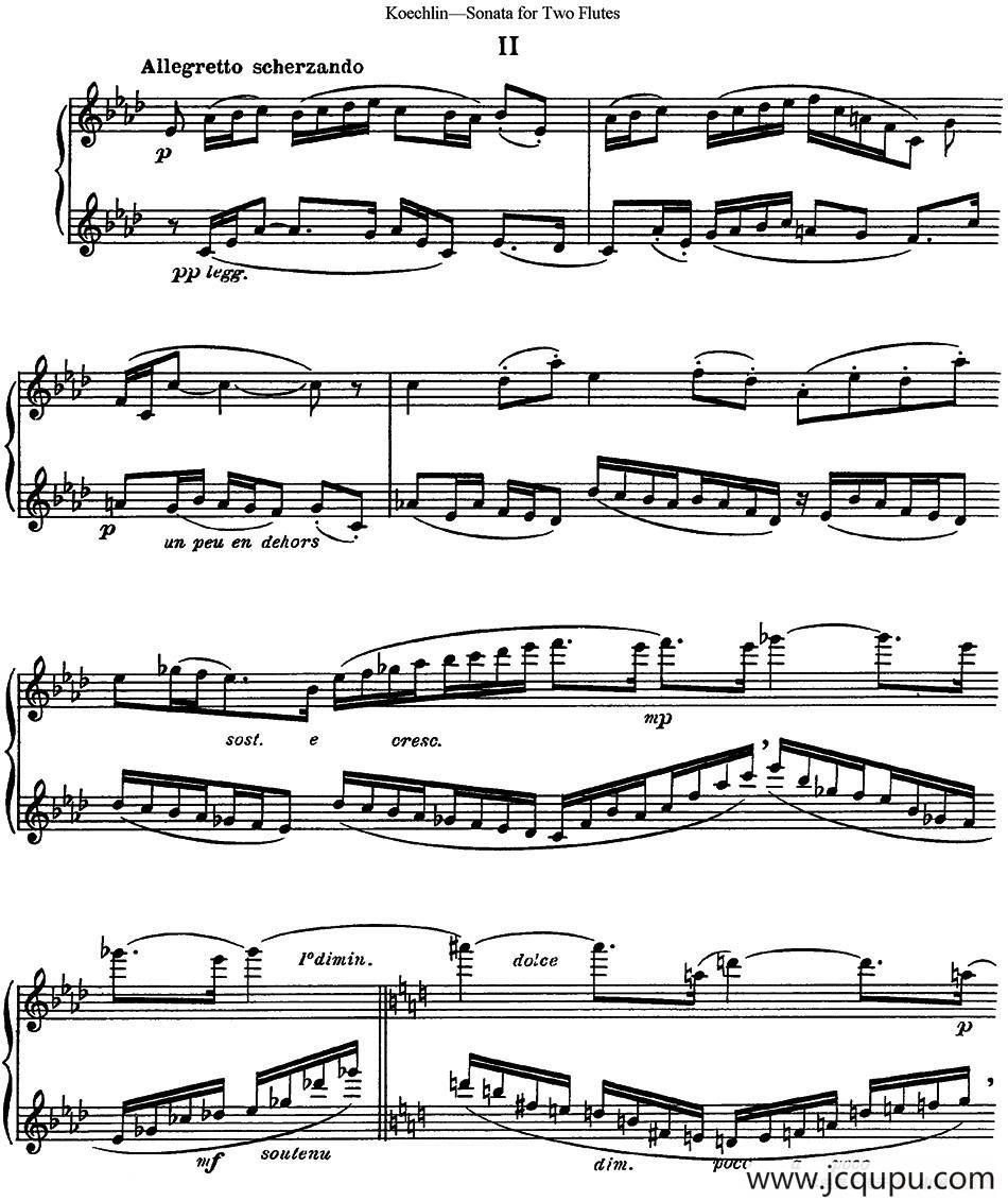 考埃琳双长笛奏鸣曲（NO.2）简谱