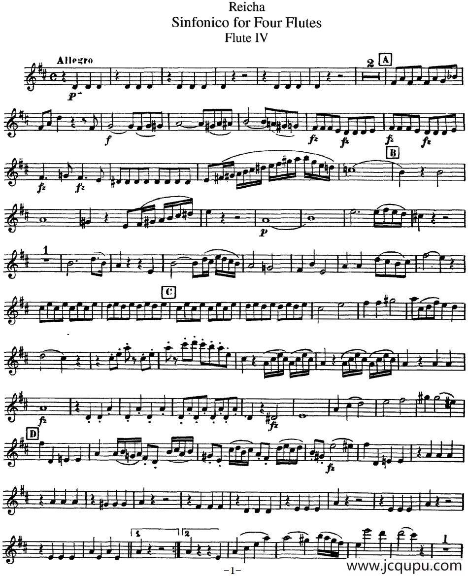 瑞查长笛四重奏（Flute 3）简谱