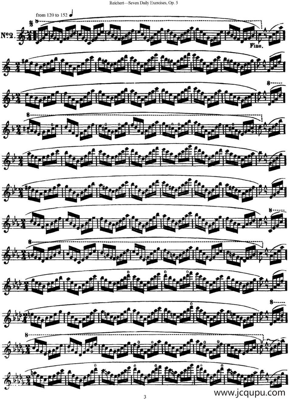 瑞澈特七首每日长笛练习曲Op.5（NO.2）简谱