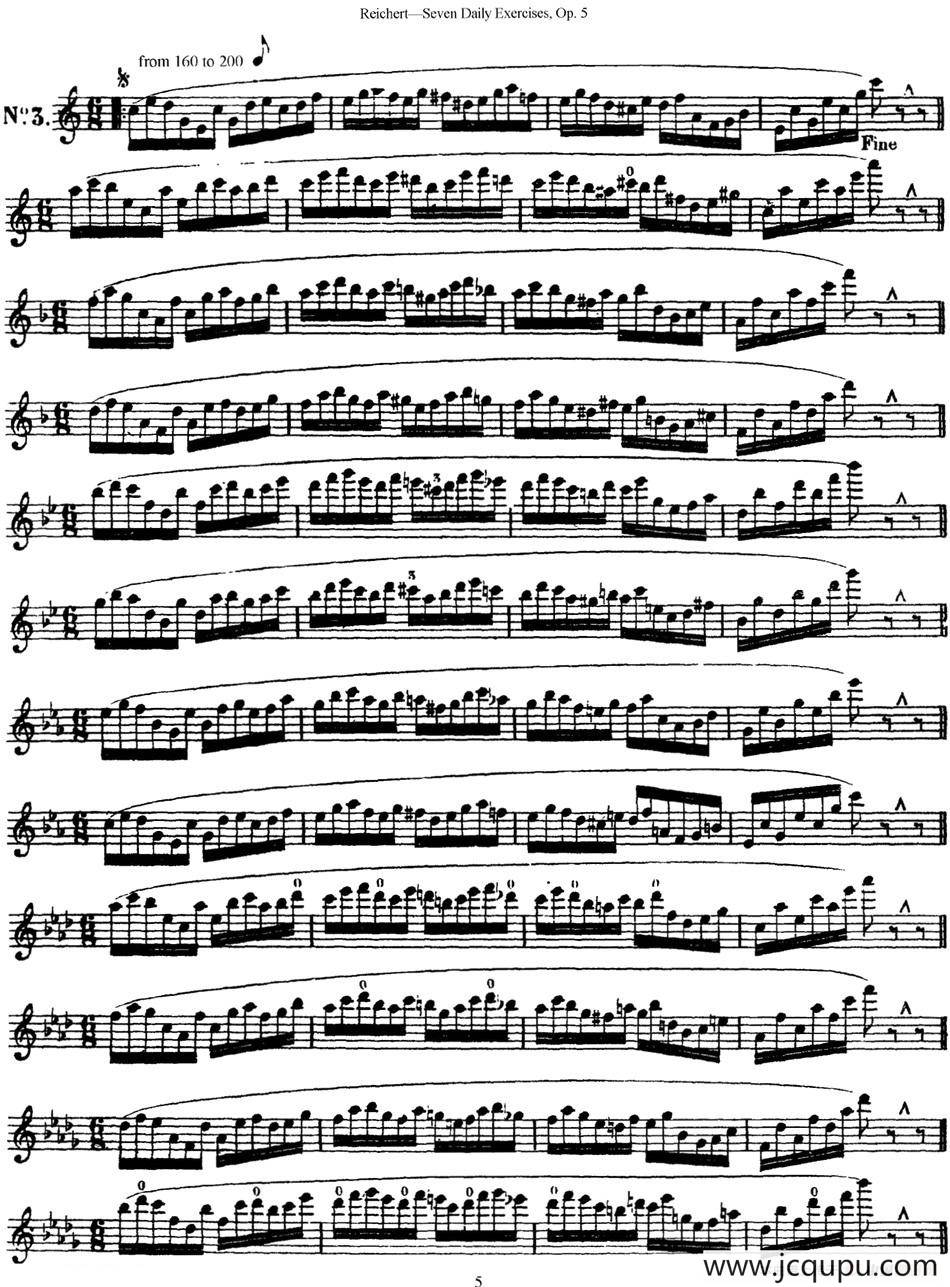 瑞澈特七首每日长笛练习曲Op.5（NO.3）简谱