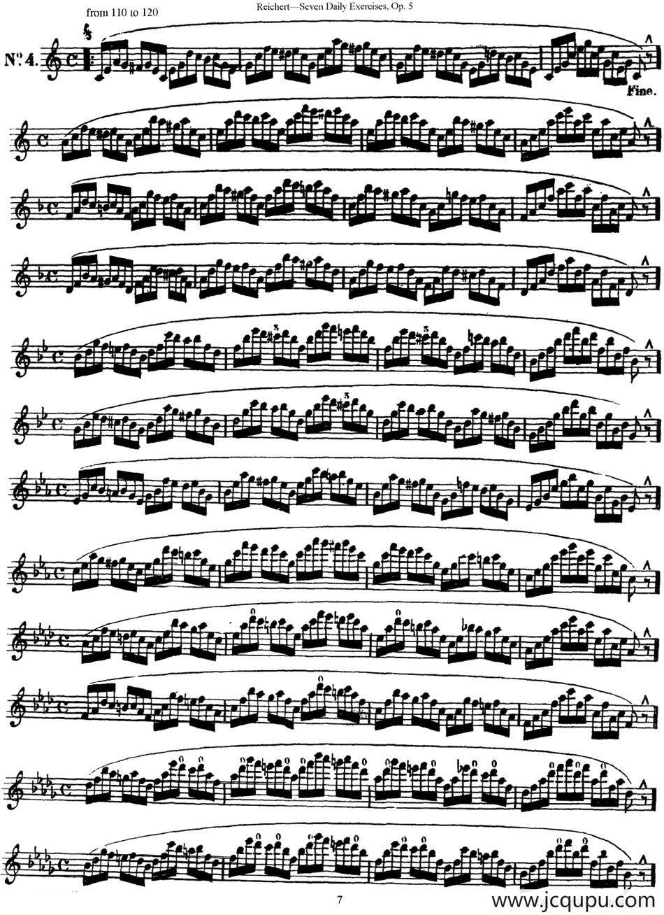 瑞澈特七首每日长笛练习曲Op.5（NO.4）简谱