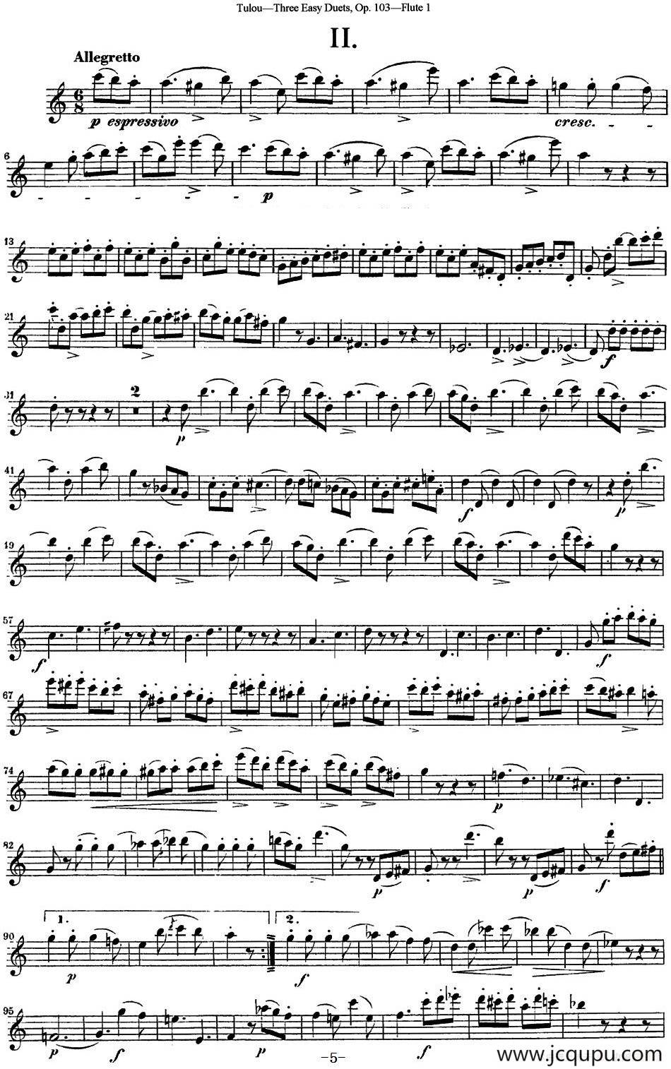 图露三首长笛简易重奏曲Op.103（Flute 1）（NO.2）简谱