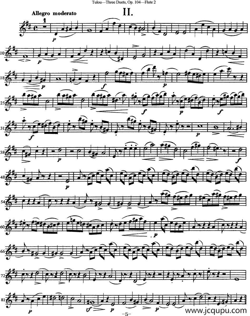 图露三首长笛简易重奏曲Op.104（Flute 2）（NO.2）简谱