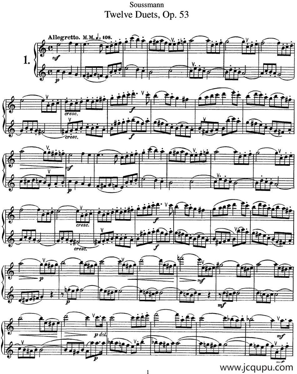 苏斯曼12首长笛重奏曲Op.53（NO.1-NO.4）简谱