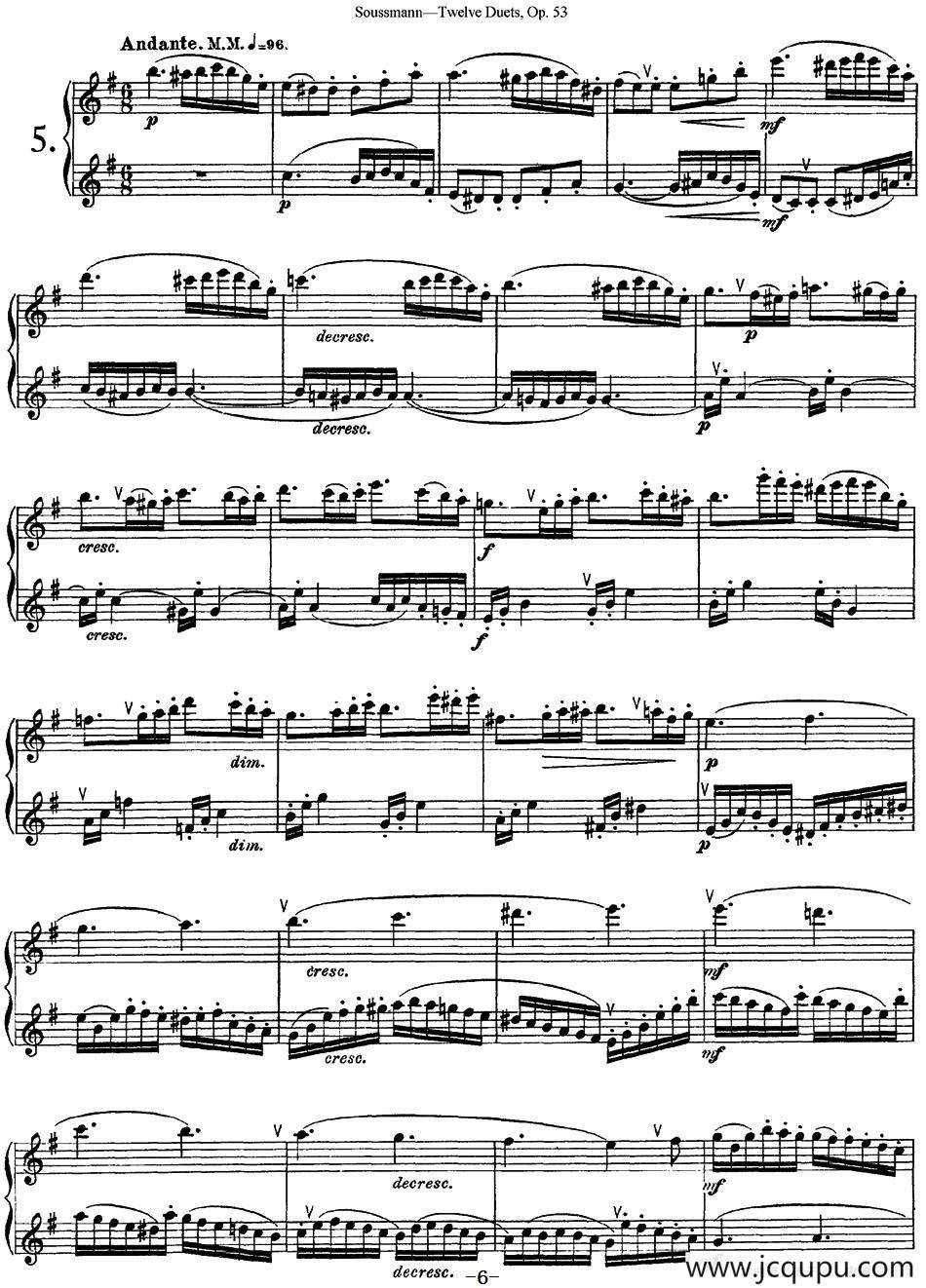 苏斯曼12首长笛重奏曲Op.53（NO.5）简谱