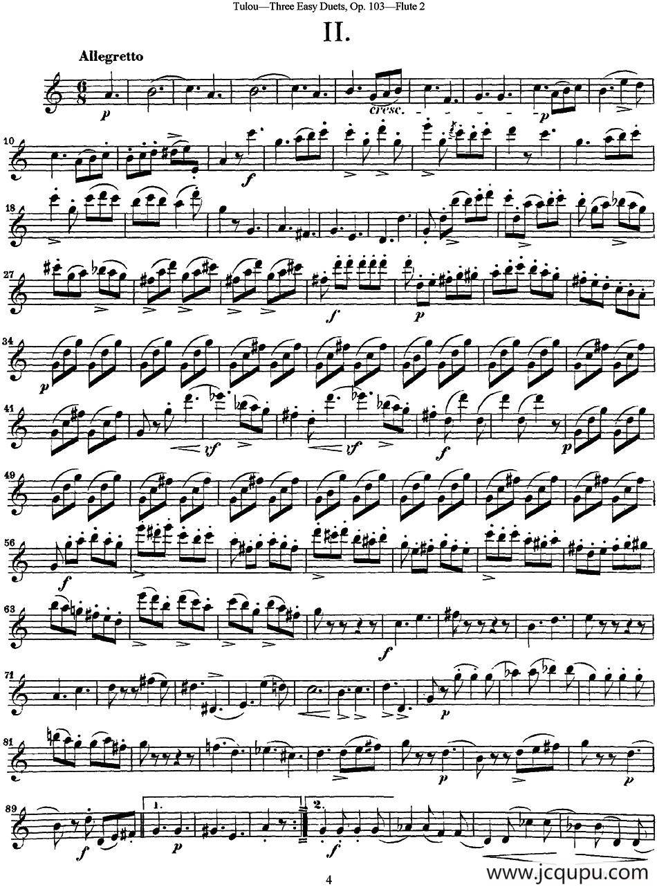 图露三首长笛简易重奏曲Op.103（Flute 2）（NO.2）简谱
