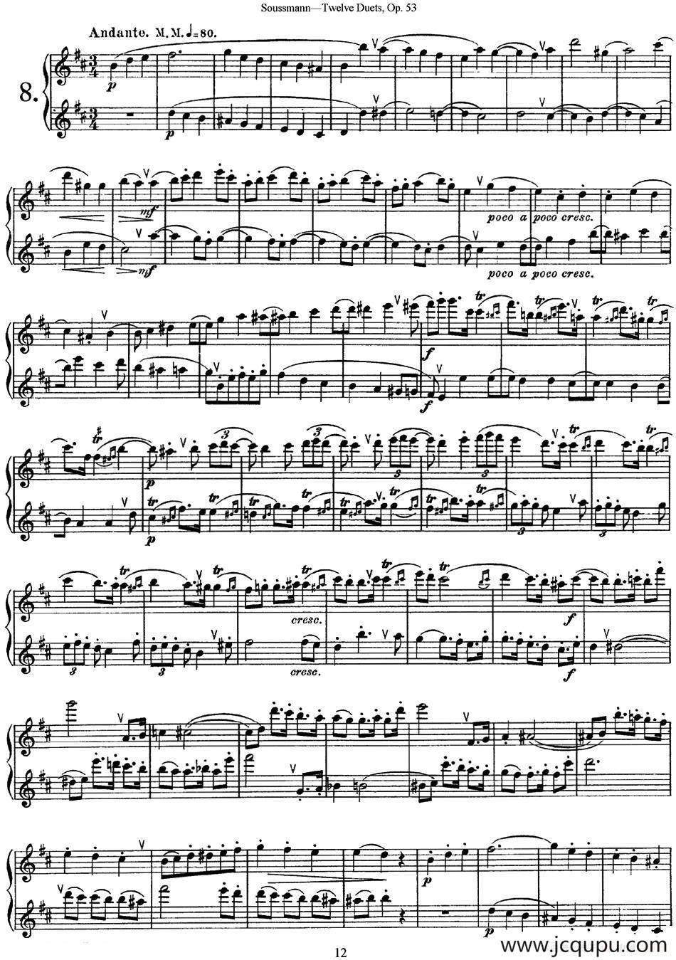 苏斯曼12首长笛重奏曲Op.53（NO.8-NO.9）简谱