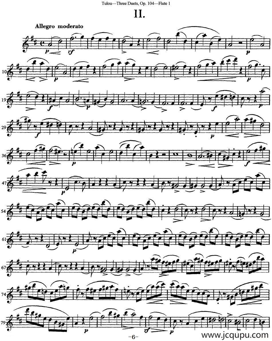 图露三首长笛简易重奏曲Op.104（Flute 1）（NO.2）简谱