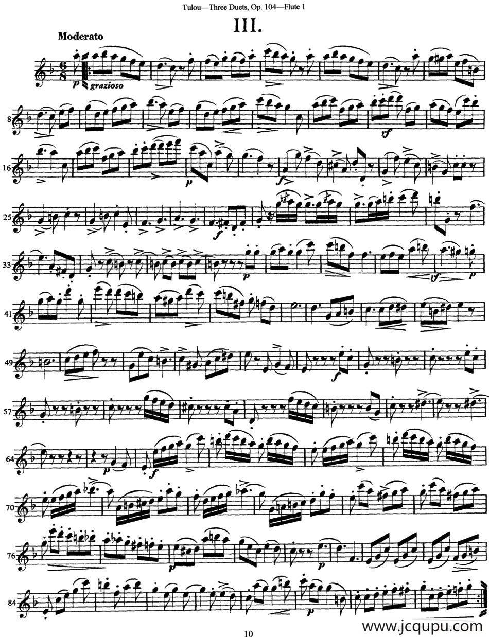 图露三首长笛简易重奏曲Op.104（Flute 1）（NO.3）简谱