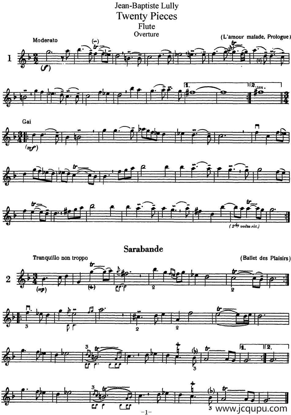 卢黎20首长笛附带钢琴伴奏曲简谱