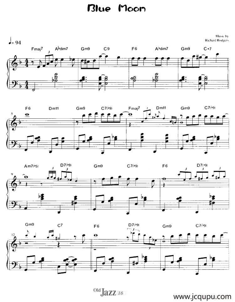 Blue Moon 简谱