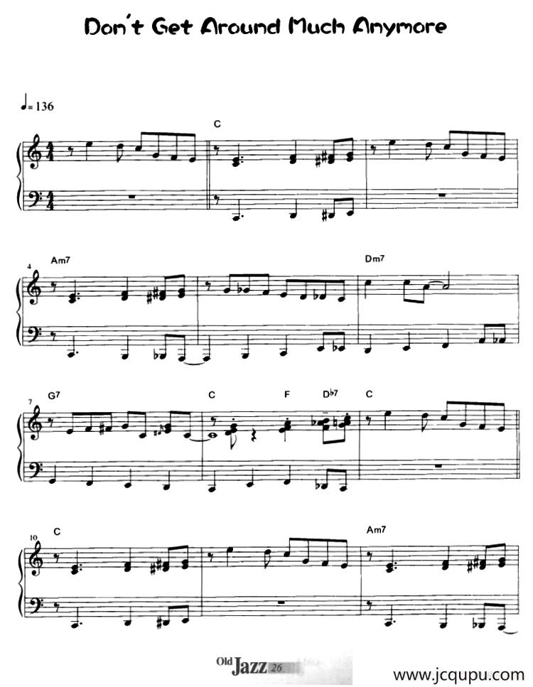 Don't Gat Around Much AnyMore简谱