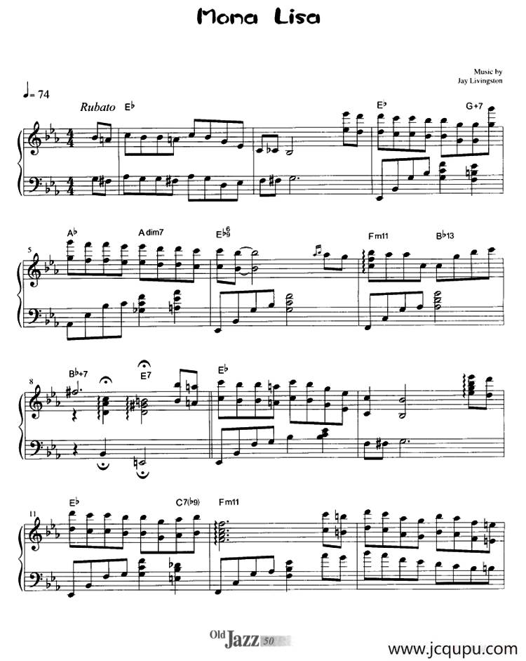 Mona Lisa（蒙娜丽莎）简谱