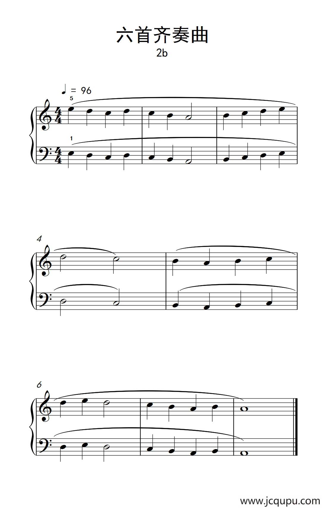 六首齐奏曲 2b（巴托克 小宇宙 钢琴教程 1）简谱