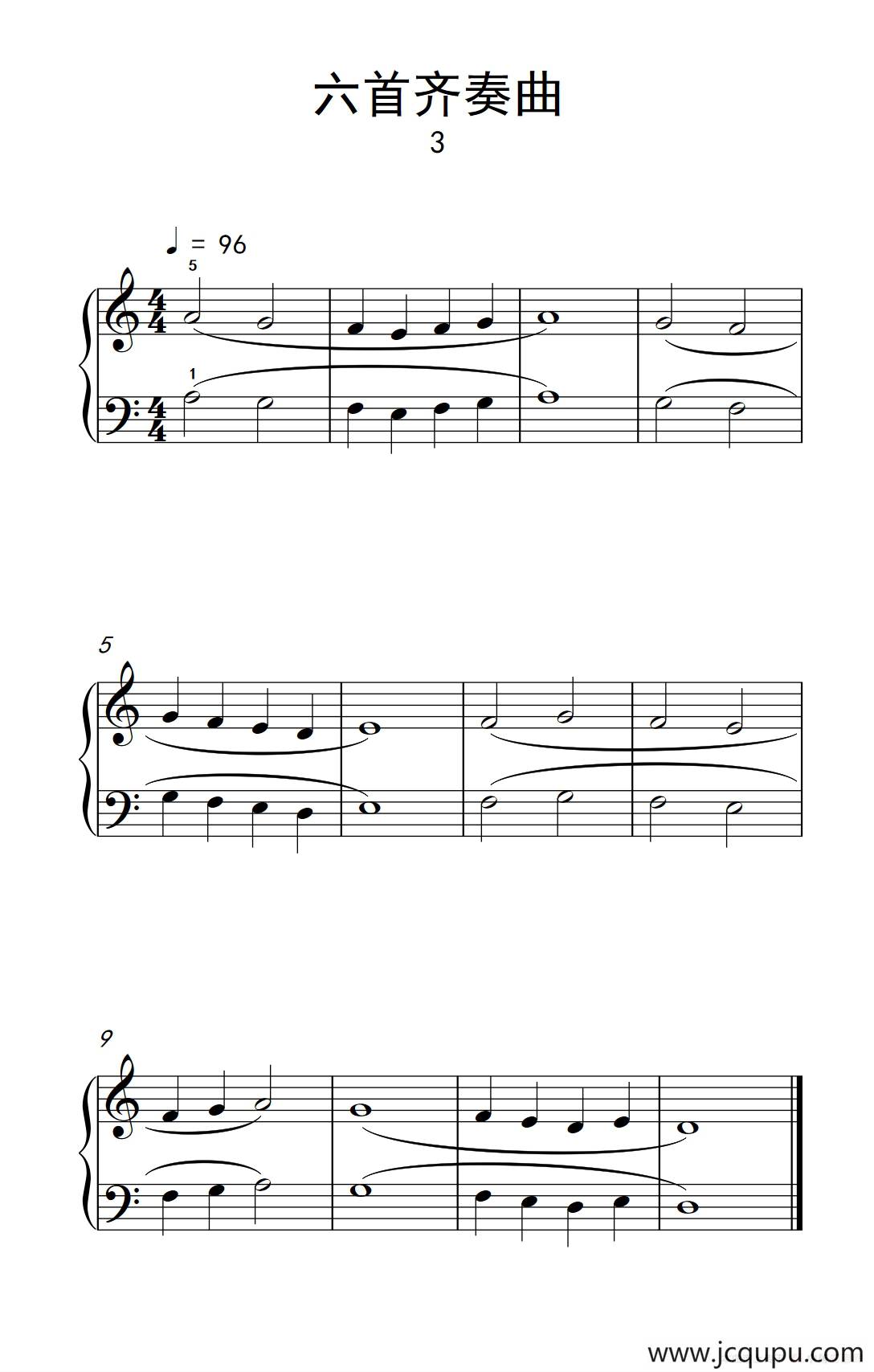 六首齐奏曲 3（巴托克 小宇宙 钢琴教程 1）简谱