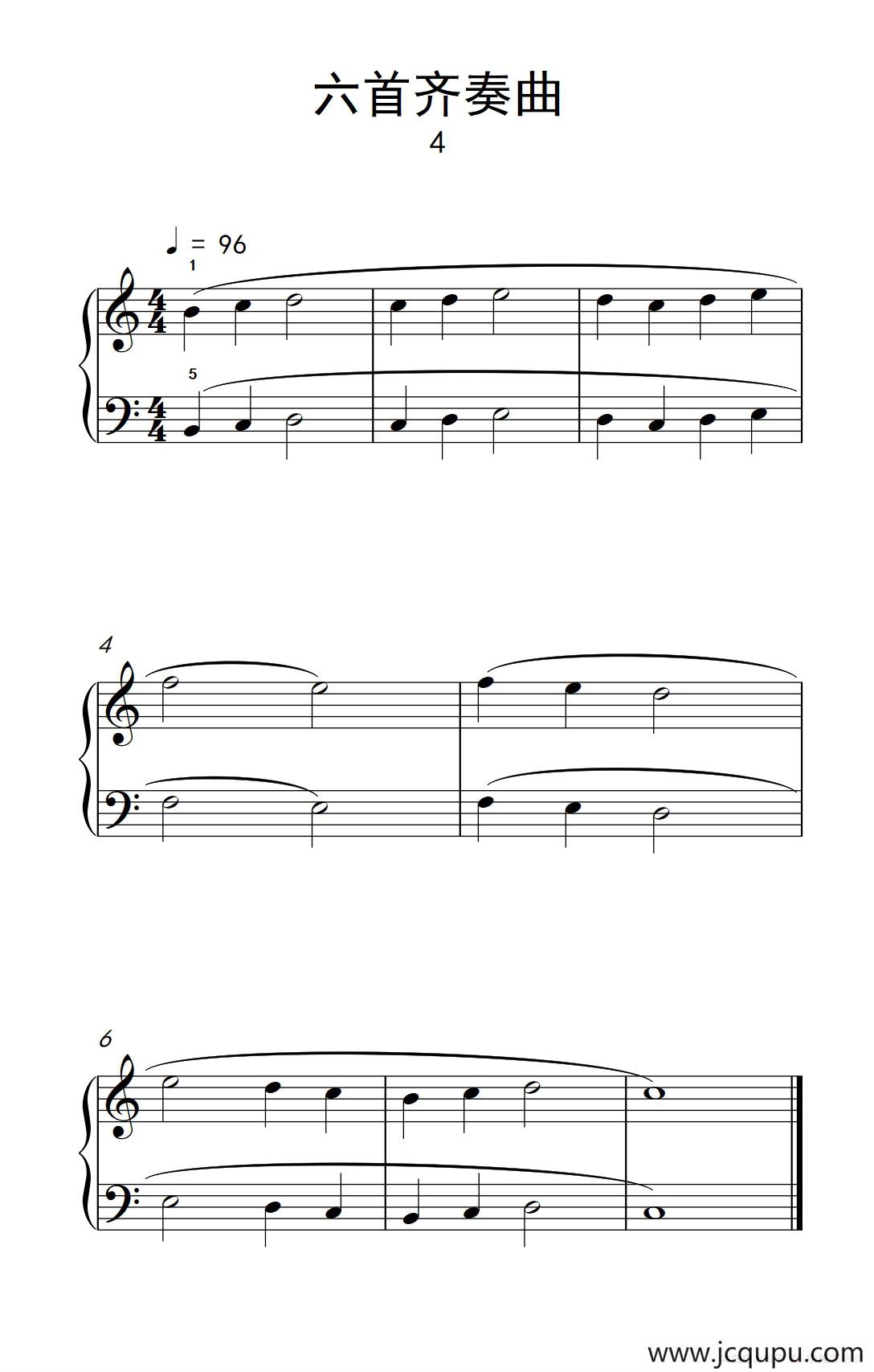 六首齐奏曲 4（巴托克 小宇宙 钢琴教程 1）简谱