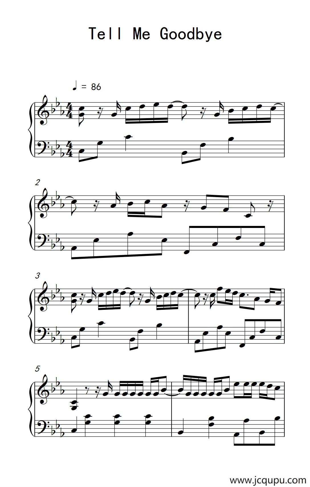 Tell Me Goodbye简谱