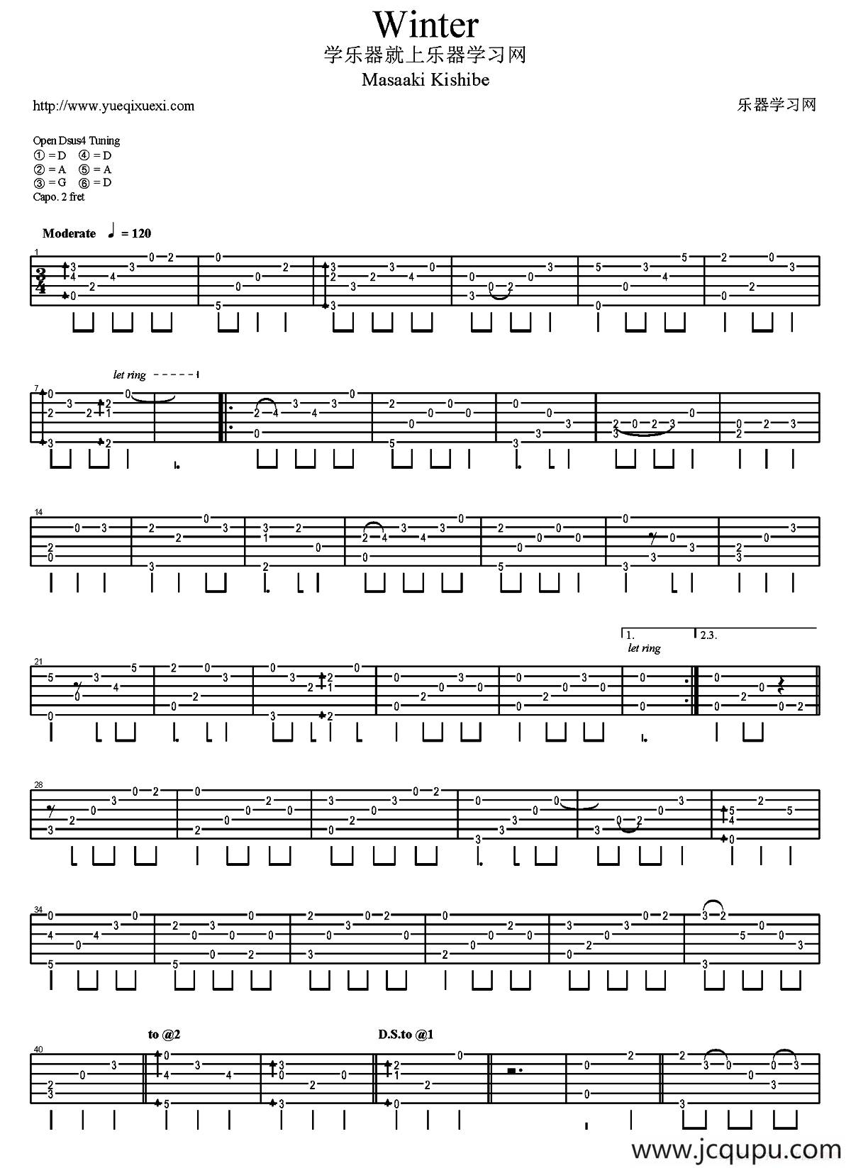 Winter（岸部真明指弹吉他谱）简谱