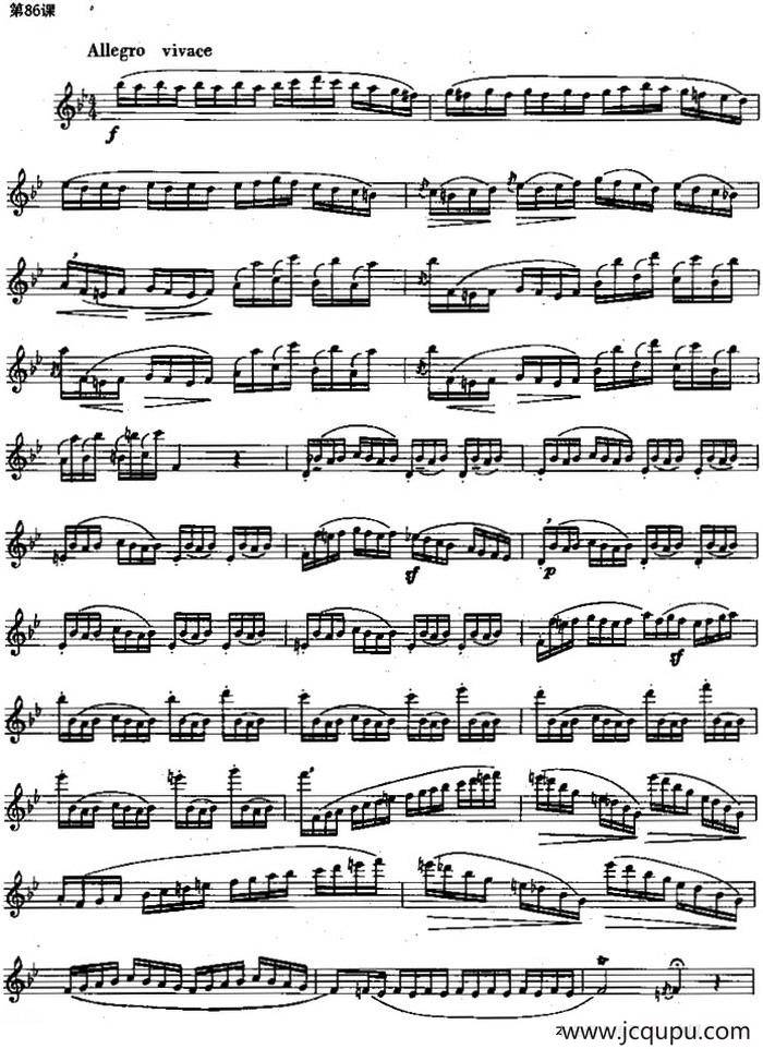 长笛练习曲100课之第86课 （三连音与十六分音符转换练习曲）简谱