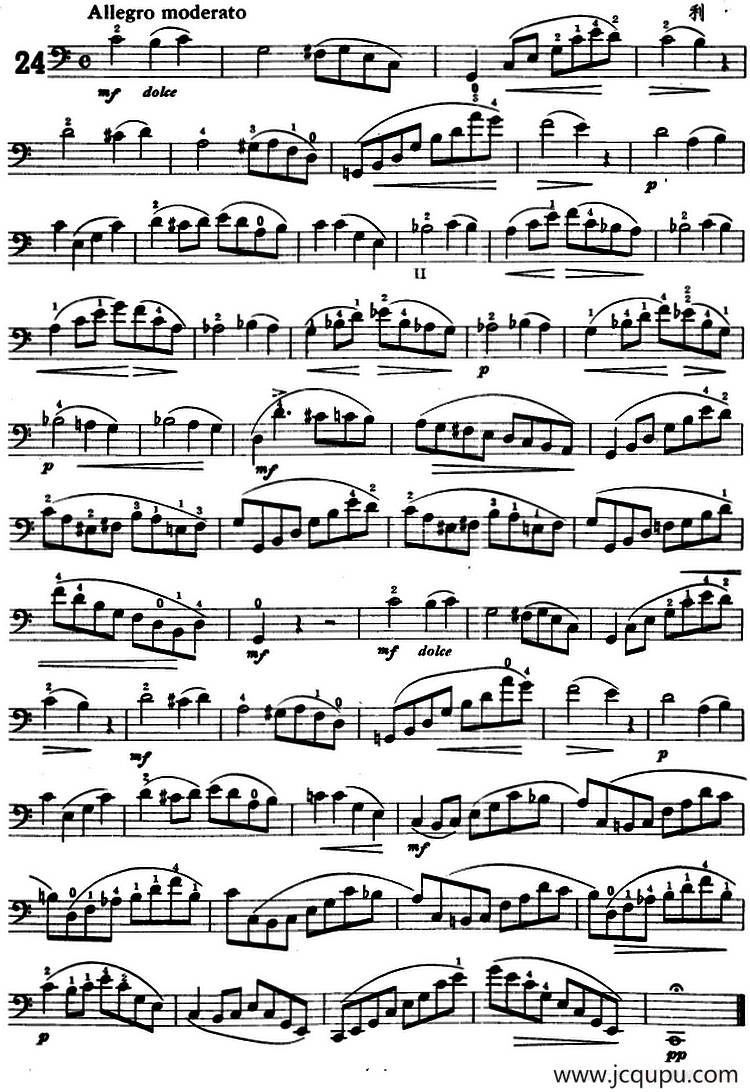 鲍斯特列姆大提琴练习曲（24-27）简谱